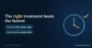 The right treatment beats the fastest — know your PSA, grade and stage; second opinions speed clarity