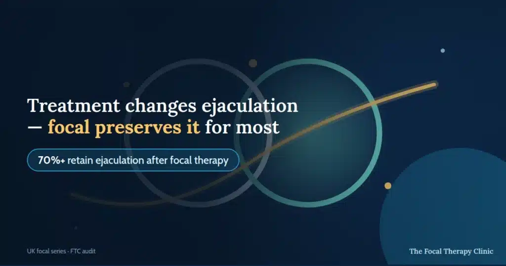 Treatment changes ejaculation — focal therapy preserves it for most: 70%+ retain ejaculation