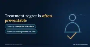 Treatment regret is often preventable — driven by unexpected side effects; honest counselling before, not after